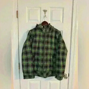 Roxy ski jacket small plaid jacket green black